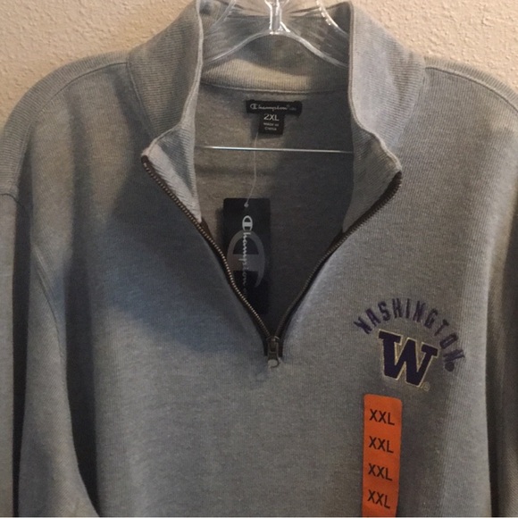 Champion Washington State Huskies ( UW ) Mens Grey Quarter Zip Sweater Size 2XL - Picture 4 of 6